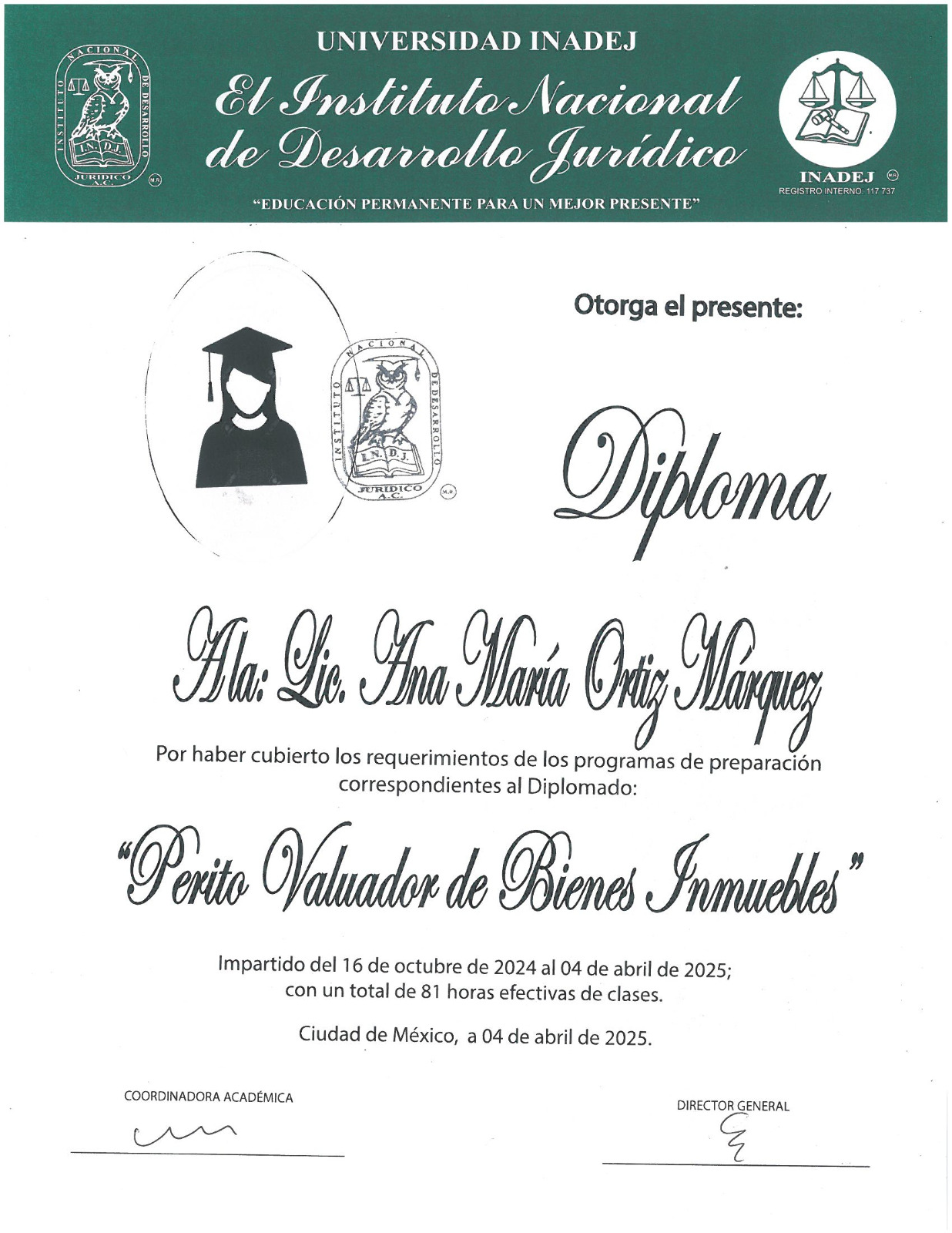 Diploma Perito Valuador